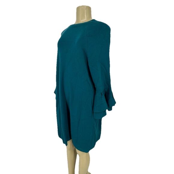 Anthropologie XL Women Pullover Knit Sweater Dress Ruffle Flare Sleeves K8-5 - Picture 2 of 10